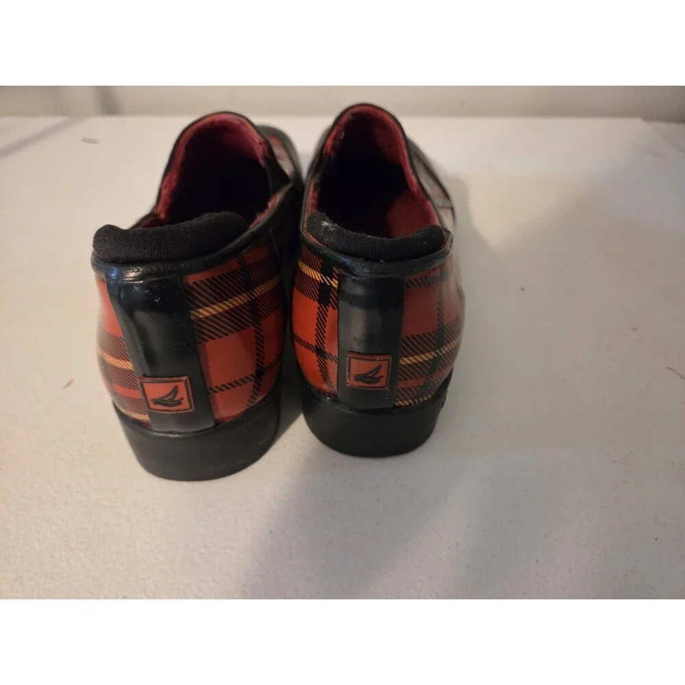 Sperry Top-Sider Womens Size 8 M Red Plaid Waterproof Rubber Rain Shoes Clogs...